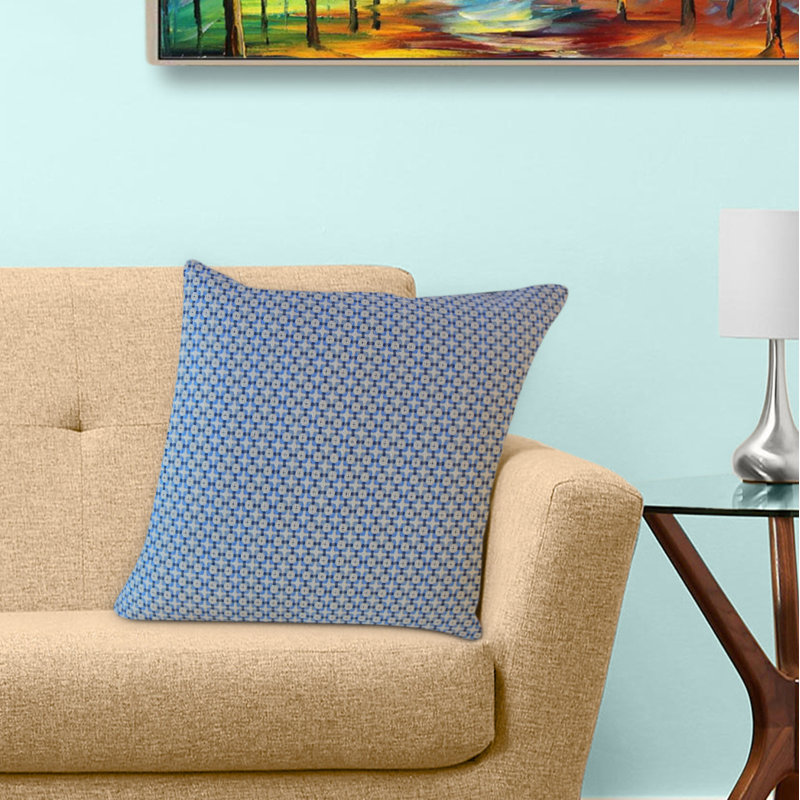 Coussin géométrique Feleti, 18 po x 18 po, Coussin décoratif, Bleu