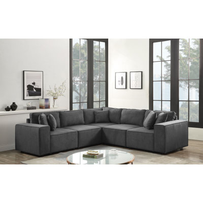 Upholstered L-Shaped Sectional Reversible