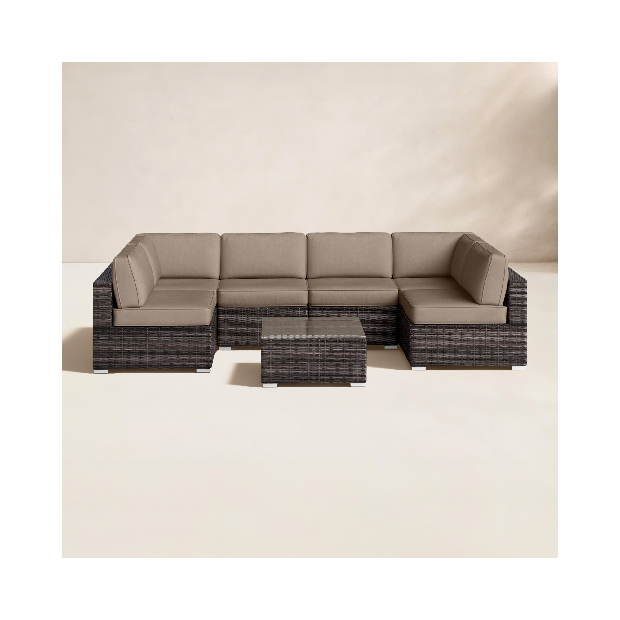 Lauderman Fully Assembled 4 - Person Seating Group with Sunbrella Cushions, Heather Beige Sunbrella®