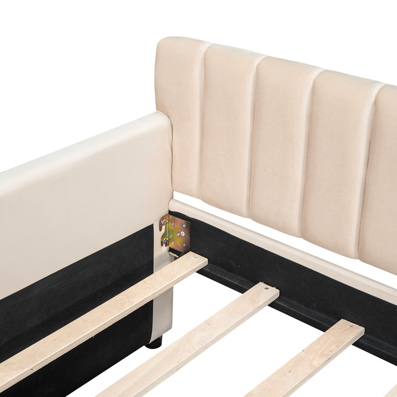 Lit de jour simple beige avec espace pratique et tiroirs de rangement, Beige