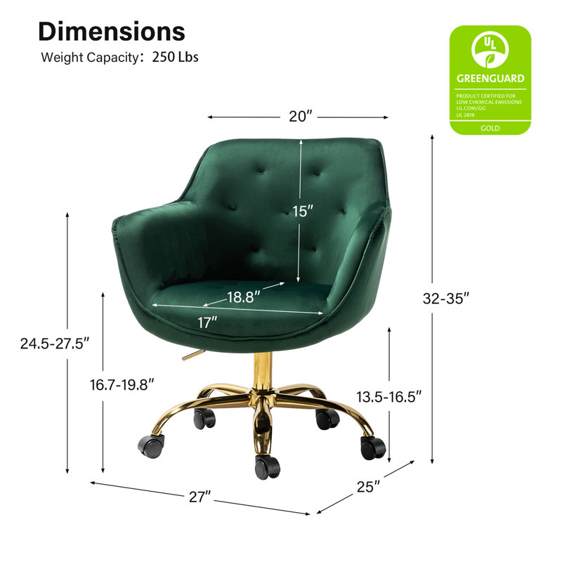 Chaise de travail Clio à hauteur réglable, Vert