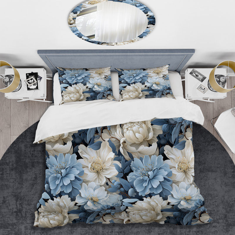 Ensemble de housse de couette Misty Whispers Moody Patterns I - Floral, Housse de couette simple + 1 taie décorative stan