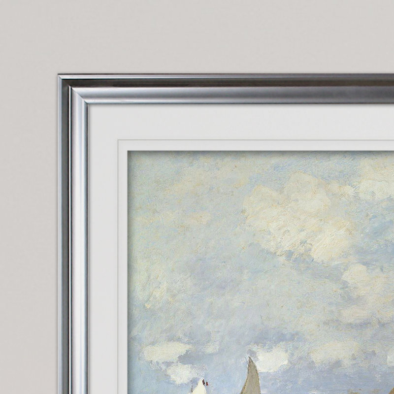 « boardwalk on the beach » par claude monet print, Cadre argenté, H 20 po x l 24 po x P 1,5 po