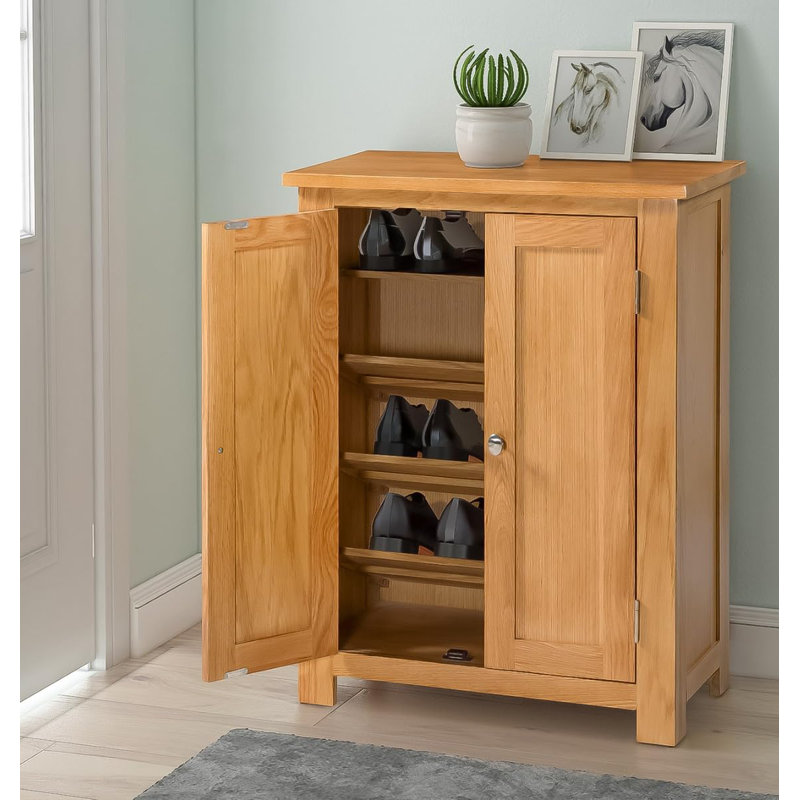 Hatcher 12 Pair Solid Wood Shoe Storage Cabinet