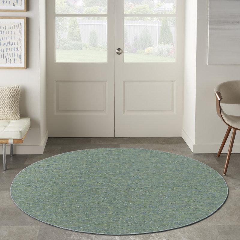 Dakhia Machine Washable Indoor/Outdoor Area Rug, Round 8'