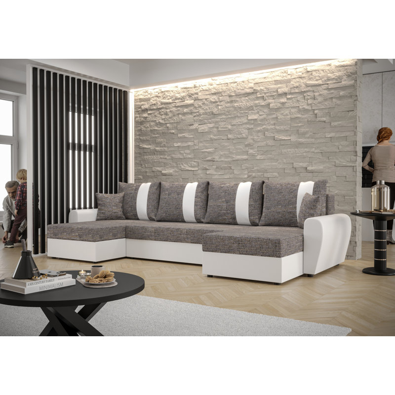 Sharya 3 Seater Corner Sofa , White/Gray - Kornet02/Dolaro511