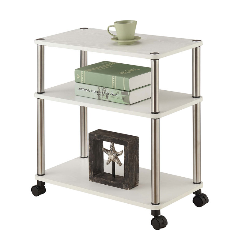 Edwin Utility Cart with Stainless Steel Poles, White