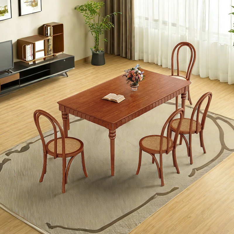 Ensemble de table de salle à manger en bois d'hévéa, Robuste, H 29,53 po x L 59,06 po x l 35,43 po