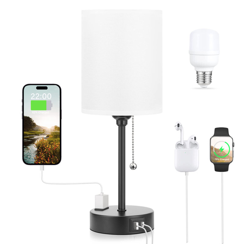Petite lampe de table de chevet pour la chambre à coucher, Noir, noir, noir, noir, Blanc