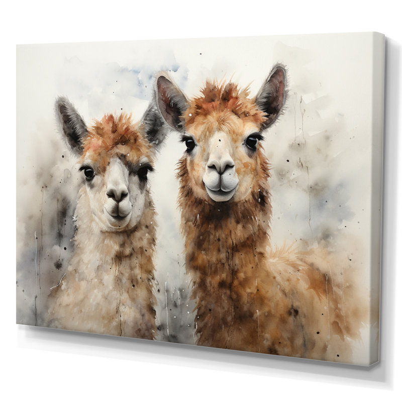 Alpagas Graceful Alpacas I - reproduction sur toile, H 30 po x l 40 po x P 1,5 po, Toile tendue