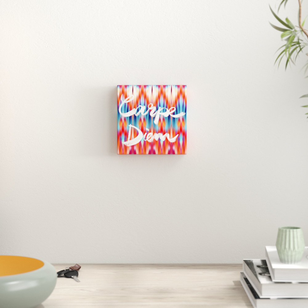 'Carpe Diem Ikat' Typography on Wrapped Canvas