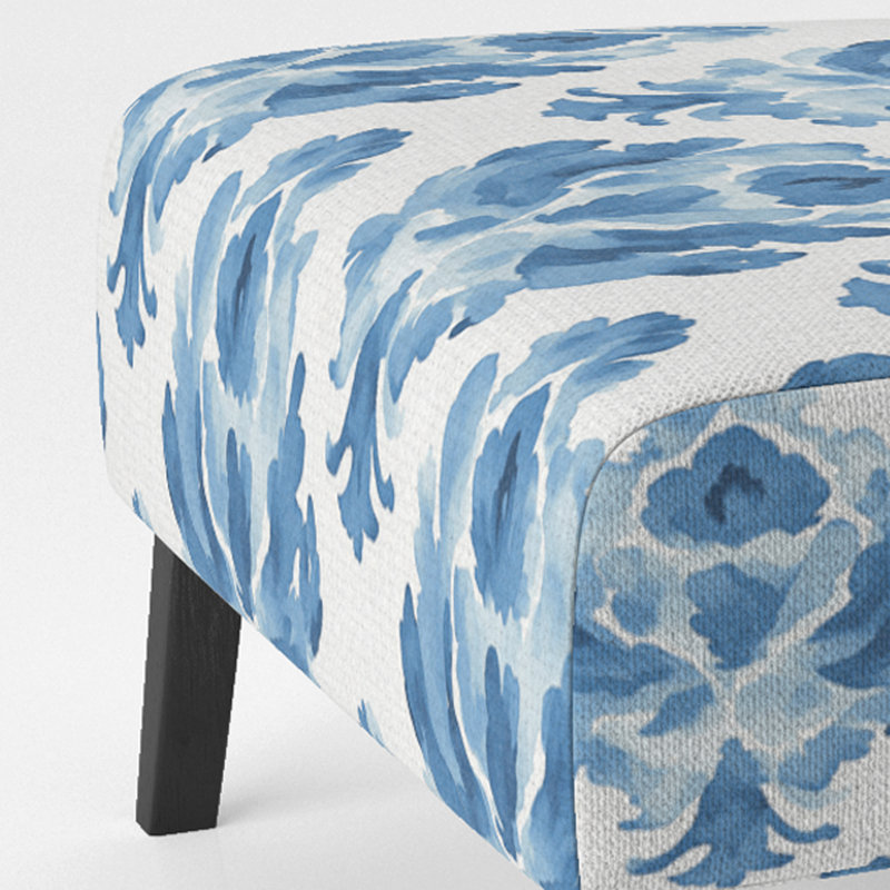 Fauteuil rembourré Boho - Fauteuil de chambre bleu et blanc Ikat Cloud Cloud, Pantoufle sans accoudoirs