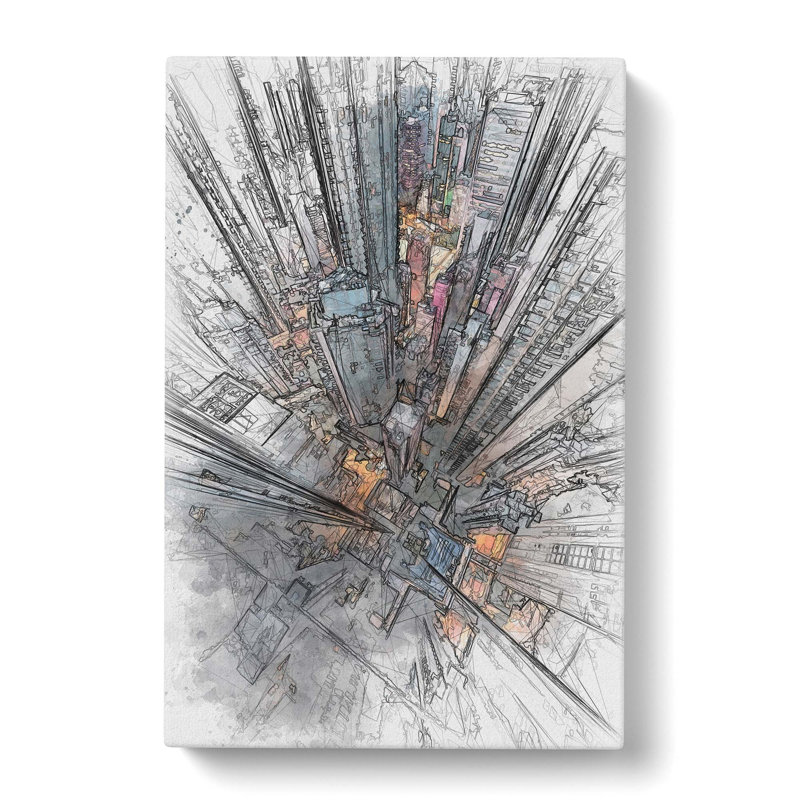 Looking Down On Hong Kong In Abstract - Wrapped Canvas Print, 60cm H x 40cm W x 3cm D