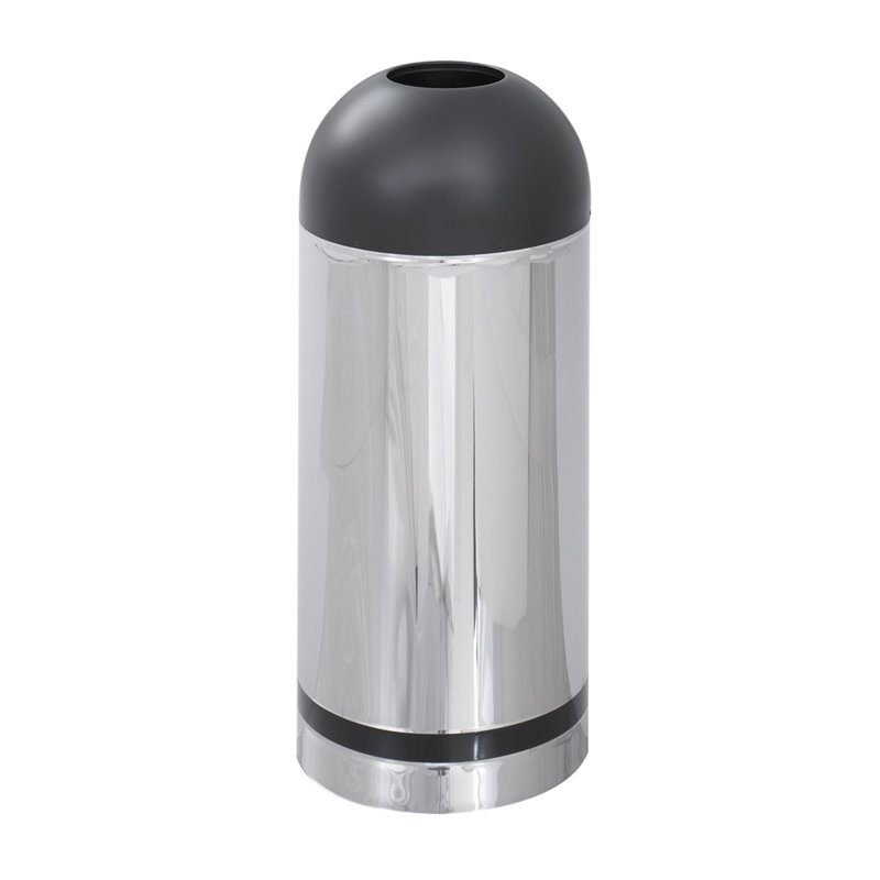 15 Gallon Stainless Steel and Black Open Top Waste Bin