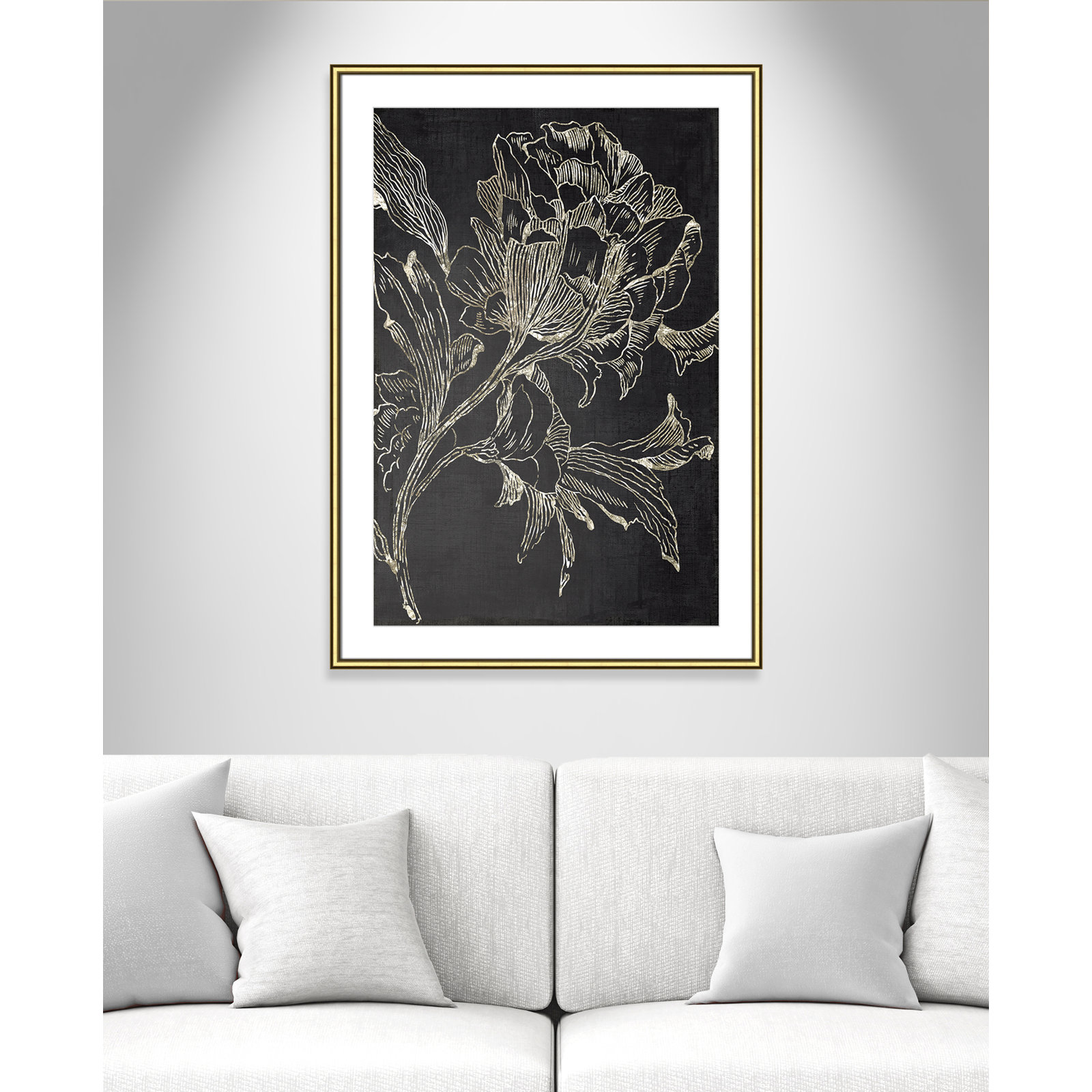 Clarendon "Golden Flower Folklore I" Print, Gold Framed, 42.75" H x 30.75" W