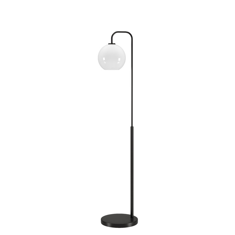 Lampe sur pied arquée 63 po Chaynce, Bronze noirci, Blanc