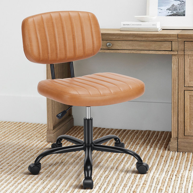 Chaise de travail en similicuir, chaise de bureau compacte sans accoudoirs, chaise de dessinateur ergonomique rembourrée et pivotante