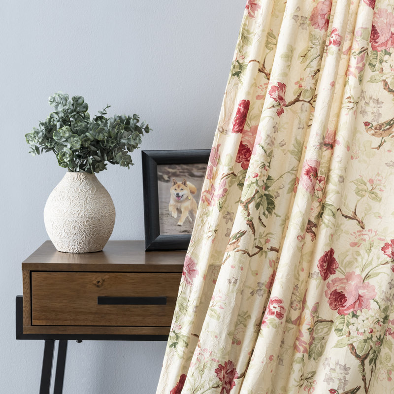 Alita Semi Sheer Curtain Single Panel, Red, 48" W x 63" L