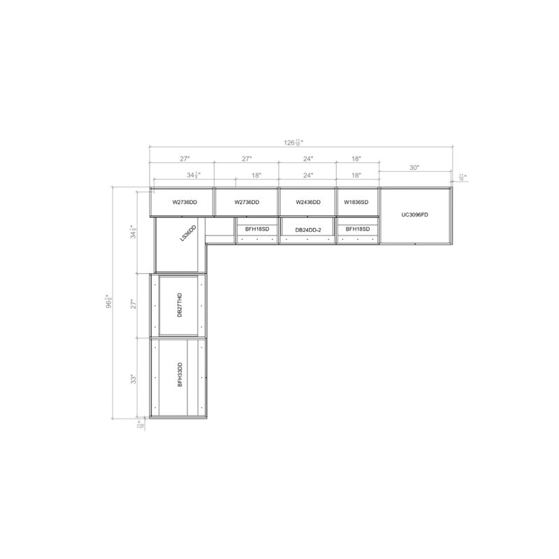 FK-HARMONY 126'' W x 96'' H Medium Density Fiberboard (MDF) Kitchen Cabinet Set Ready-to-Assemble, Black/White Gloss