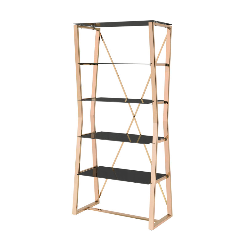 Xander 69.88''H Steel Etagere Bookcase, Gold