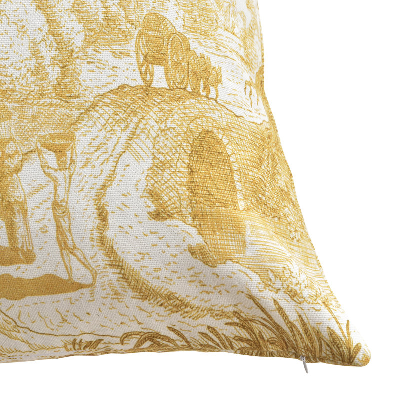 Coussin en toile Reverie - ocre et ivoire - 24 po x 24 po, 24 po x 24 po, Ochre, Ivory