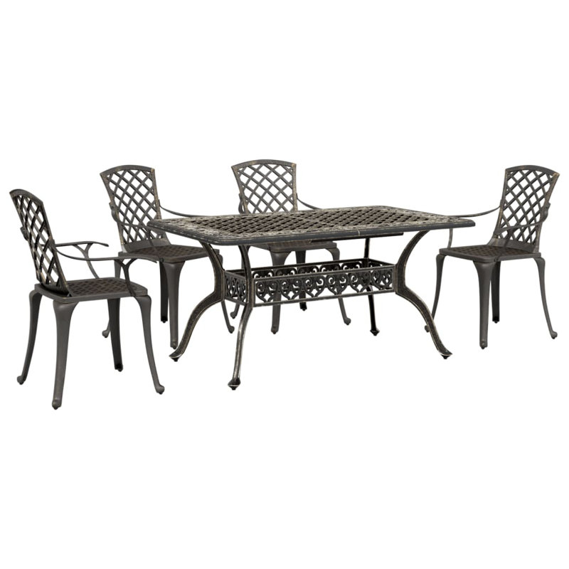 4 - Person Patio Dining Set Rectangular Table, Bronze
