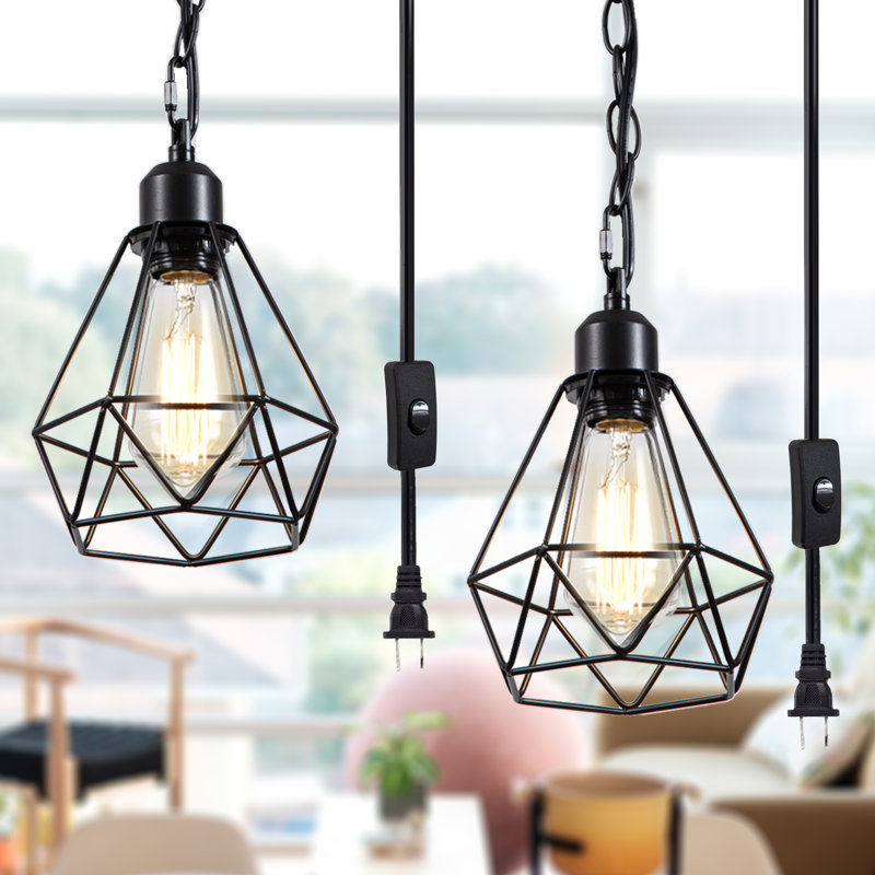 Luminaire suspendu géométrique de style lanterne 1 lumière