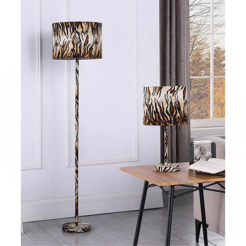 Lampe de table 19,25 po en faux suède à imprimé tigre