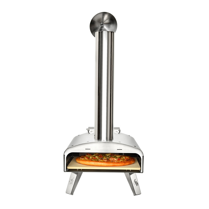 Four à pizza en acier inoxydable autoportant au bois en argent