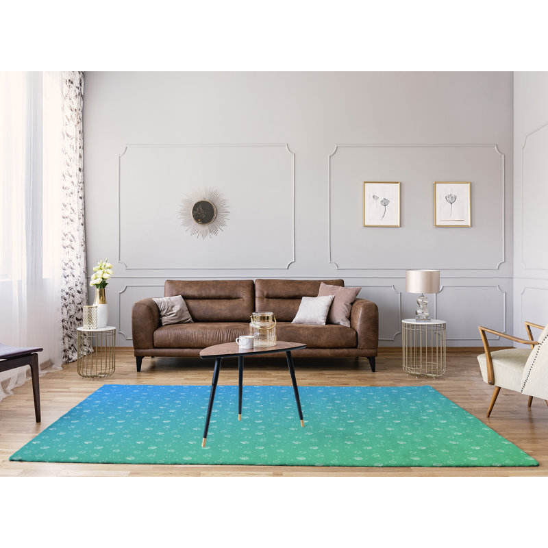 Tapis bleu area coquillage, Rectangle 9 pi x 12 pi