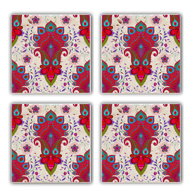 Ensemble de tapis en verre de qualité supérieure (4 pièces) de qualité supérieure, 3,9 x 3,9 x 0,4 pouces | 100% pierre naturelle pour la durabilité et l'élégance | Parfait pour protéger les surfaces, idéal pour la maison et le bureau, élégant et fonctionnel