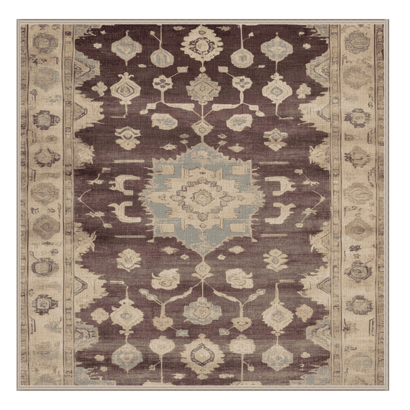 Tapis brun lavable à la machine, Carré 7 pi
