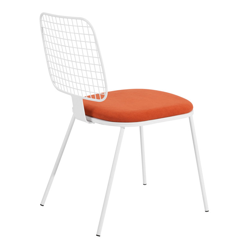 Acadian 46cm H Microfiber / Microsuede Upholstered Side Chair in Grey, Orange, White