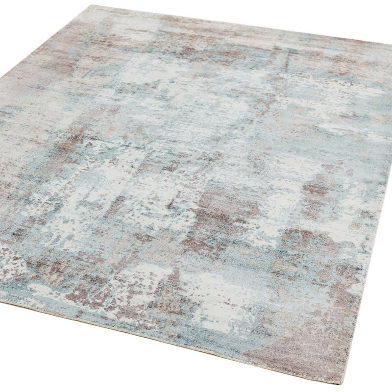 Midhurst Hand Woven Silky Blue/Grey Area Rug, Rectangle 240 x 340cm
