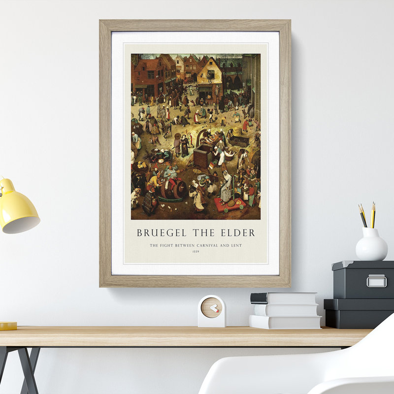 The Fight Between Carnival and Lent by Pieter Bruegel the Elder - Picture Frame Painting, Oak Framed, 65cm H x 48cm W x 2cm D