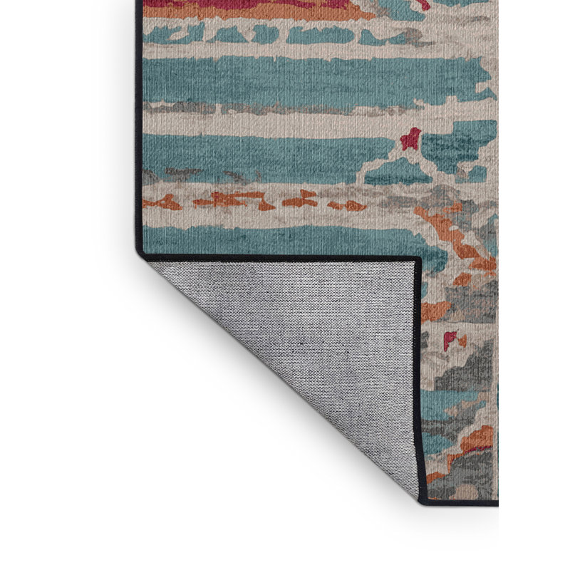 Machine Washable Gray Area Rug, Square 3'