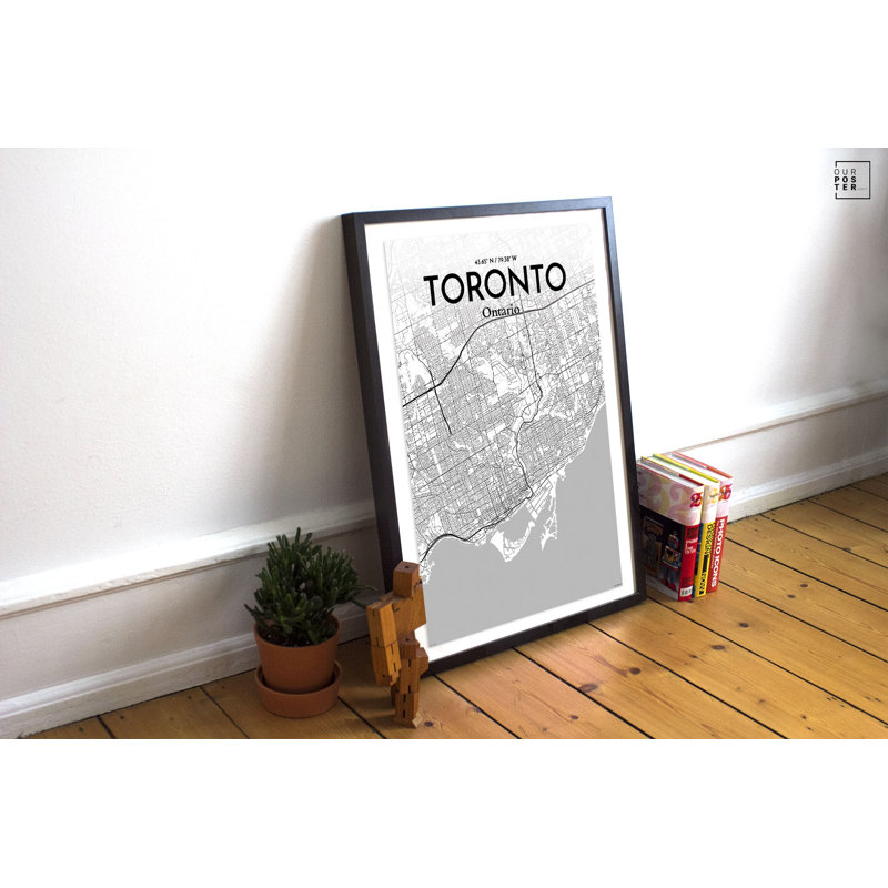 « toronto city map », reproduction d’impression sur affiche en tons, H 17 po x l 11 po