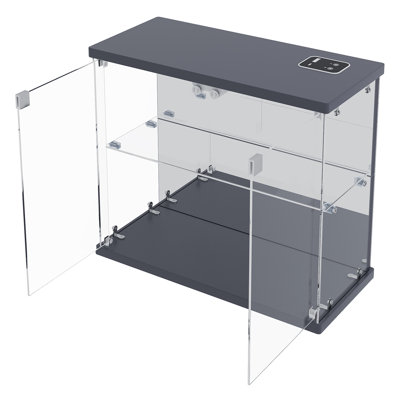 15.7'' W Mini Display Cabinet with LED light, Clear Gless Display Case 