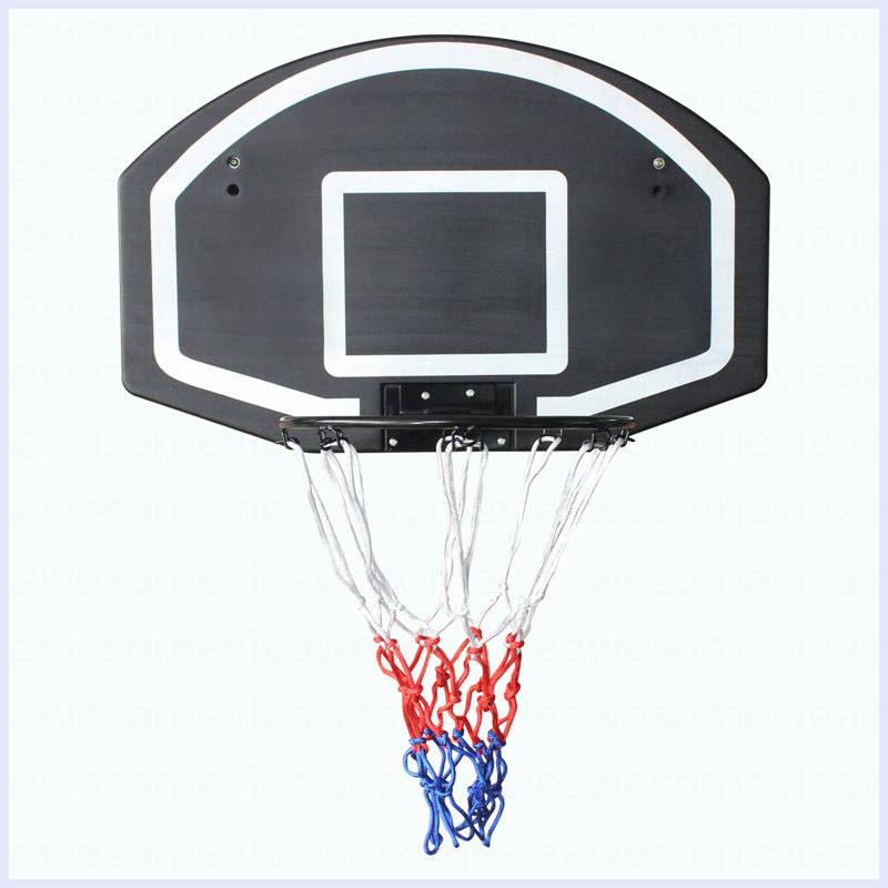 Panier de basketball mural, dossier incassable de 28,5 x 18 pouces, cercle pliable, cercle durable et filet résistant aux intempéries pour une utilisation intérieure et extérieure