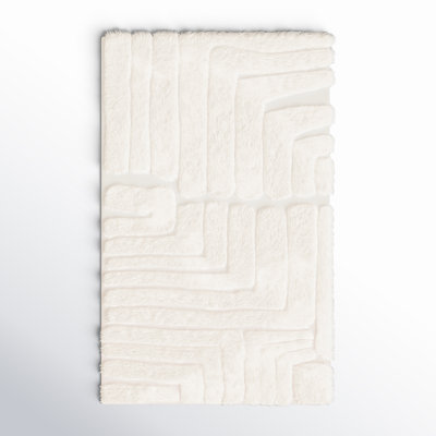 Fernande Abstract Handmade Wool Area Rug in Ivory