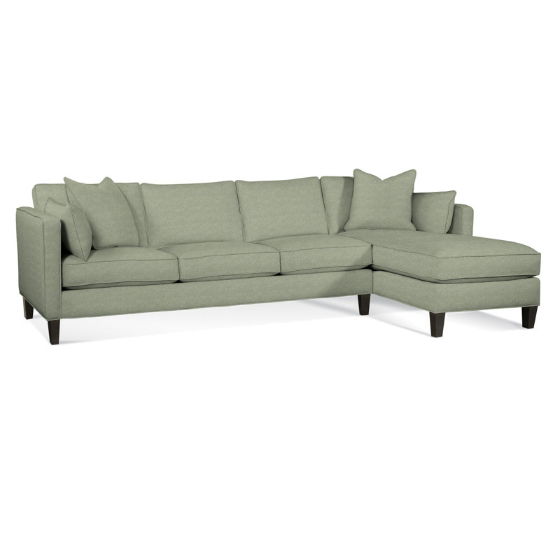 Lenox Chaise Sectional, Black, Right Hand Facing, Green Performance Fabric; 0851-54