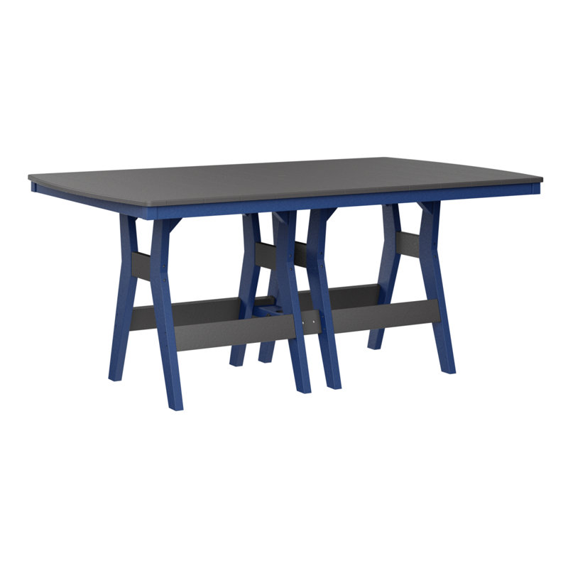 Table rectangulaire à hauteur de comptoir 72 po Berlin Gardens Harbor, Gris fumée, Bleu pacifique