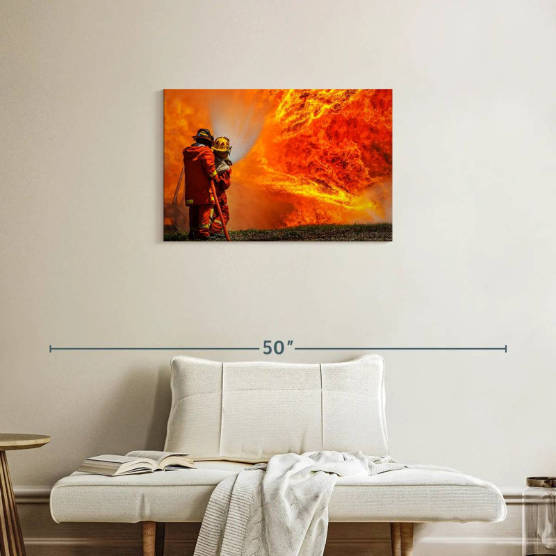 Lelar Blazing Fire Firefighters, 20" H x 30" W