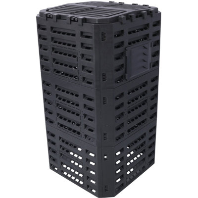132 Gallon 500L Large Garden Compost Bin, Recycled Plastic Aerating Outdoor Compost Box, Lightweight Easy Assembly Composter for Yard Soil Fertility Making