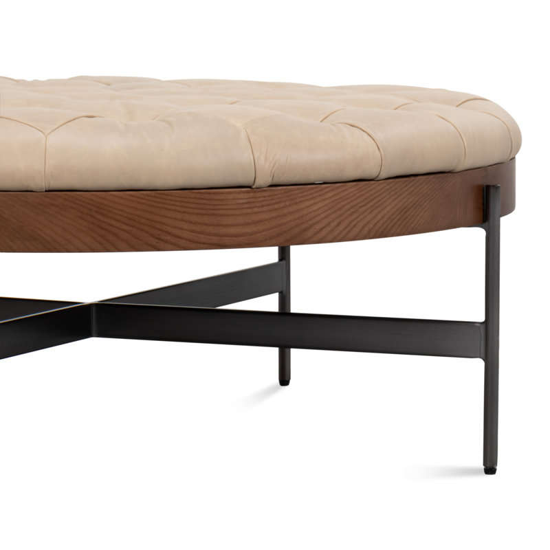 Corbet Round Ottoman, Cappucino White