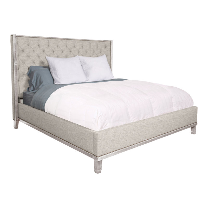 Michael Weiss Solid Wood Wingback Bed, Ian Pewter, Queen, Navajo
