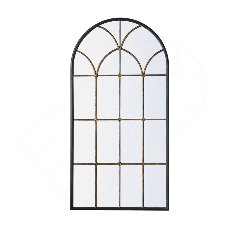 Arched Full-Length Mirror With Intricate Windowpane Design, Ideal For Enhancing Space And Creating A Focal Point In Any Room