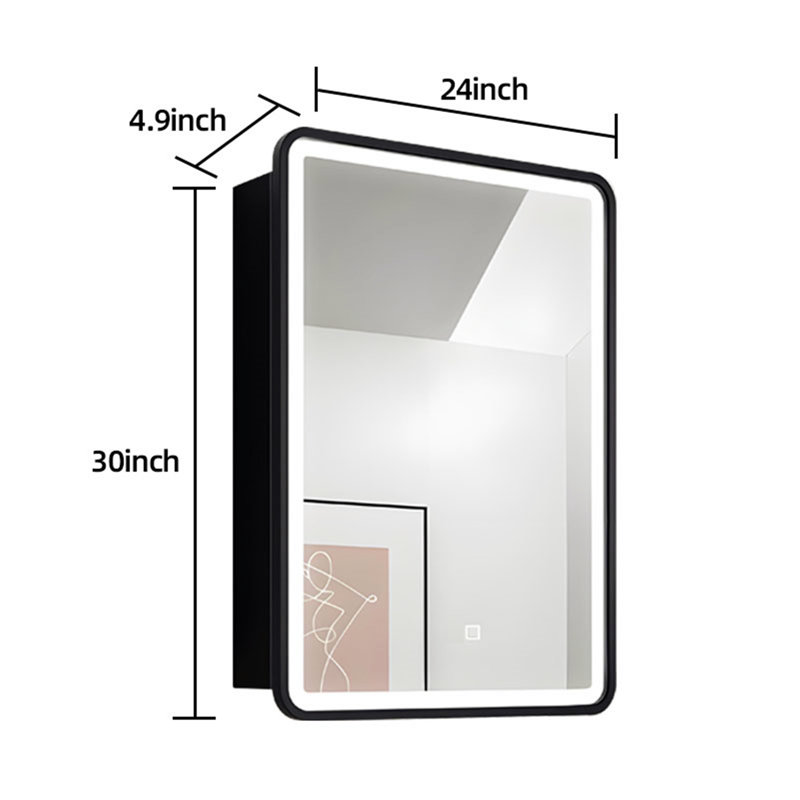 Armoire à pharmacie murale à DEL avec miroir, antibuée et contrôle de la température en 3 couleurs
