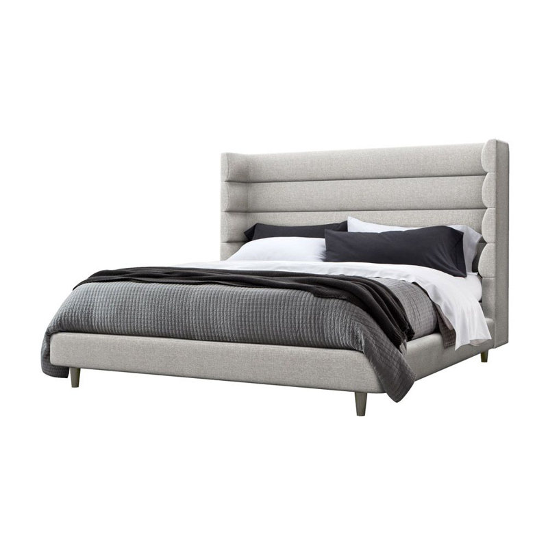 Ornette Upholstered Wingback Bed, California King, Pure Gray