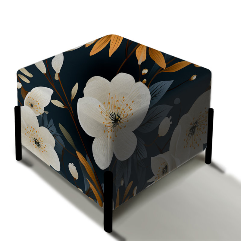 Mystique ivoire Reverie Blooms Perfection - repose-pieds carré floral